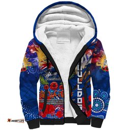Personalised Australia Rugby Bulldogs ANZAC Sherpa Hoodie Canterbury-Bankstown Scratch Style