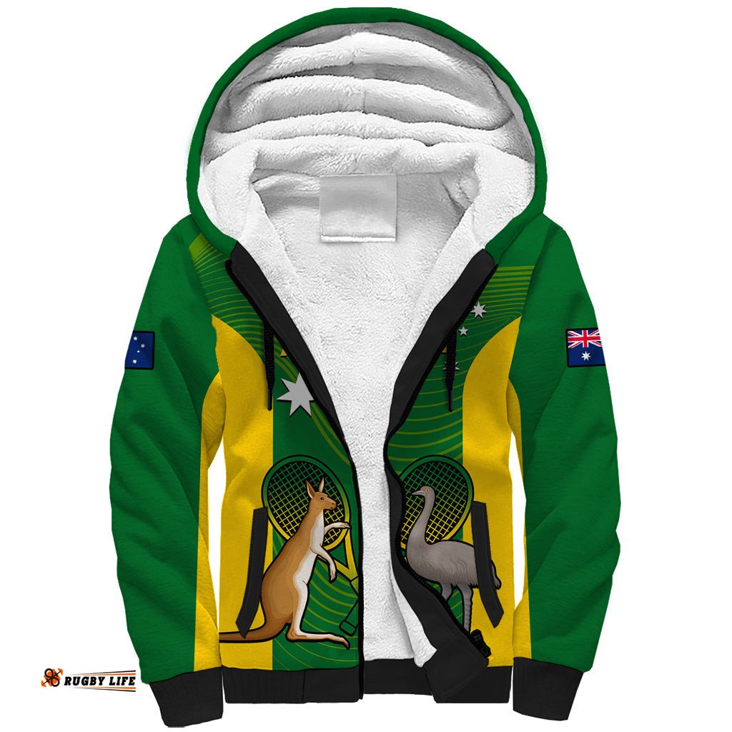 Personalised Australia Tennis Sherpa Hoodie Aussie Pride National Color