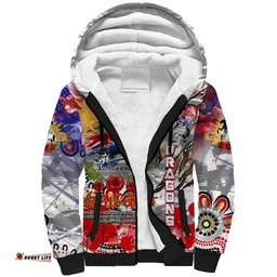 Personalised Australia Rugby Dragons ANZAC Sherpa Hoodie St George Illawarra Scratch Style