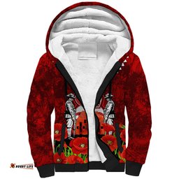 New Zealand ANZAC Waitangi Day Sherpa Hoodie Hei Tiki and Soldier