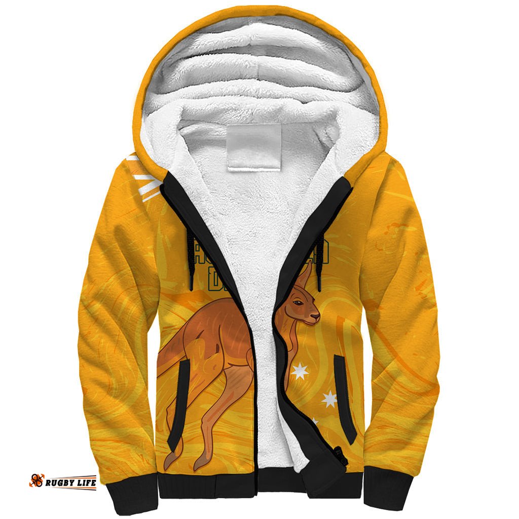 Personalised Matildas Australia Day Sherpa Hoodie Proud To Be Tillies Gold Version