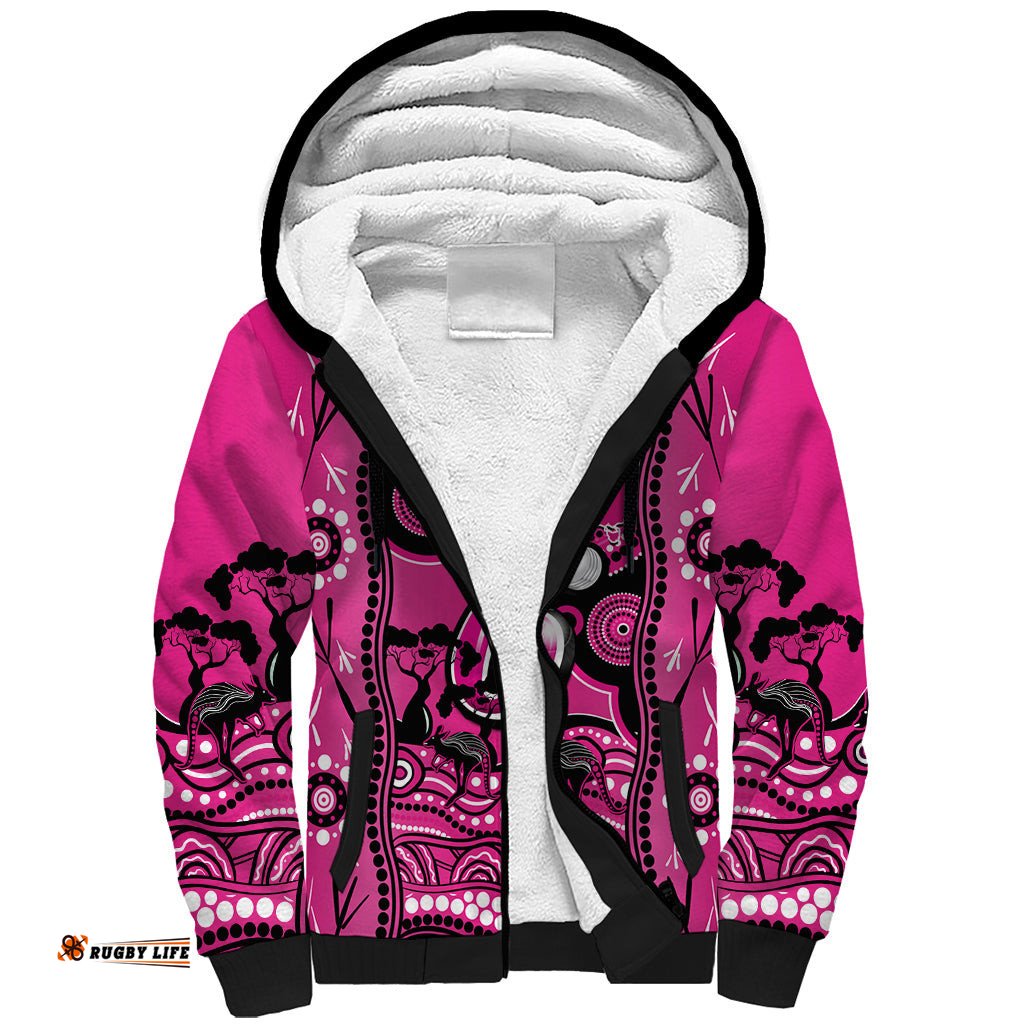 Custom Sydney Sixers Cricket Sherpa Hoodie Happy Australia Day Aboriginal Art
