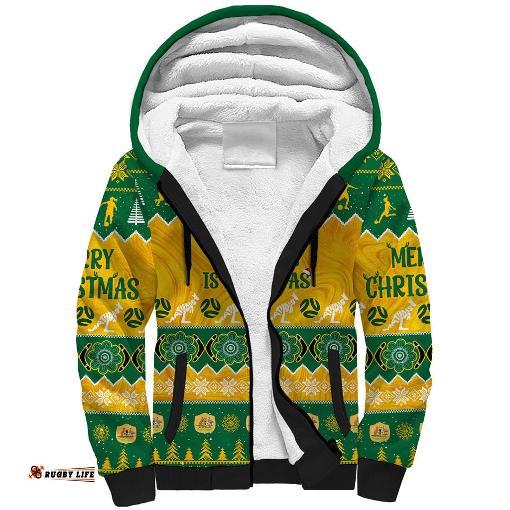 Personalised Australia Soccer Christmas Sherpa Hoodie All I Want For Xmas Is Matildas