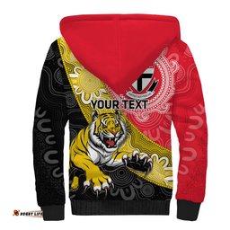 Personalised Richmond And St Kilda Football Sherpa Hoodie Tigers Saints Together Aboriginal Art