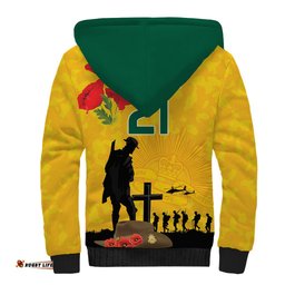 Australia Socceroos Soccer ANZAC Custom Sherpa Hoodie Gallipoli Soldier With Camouflage Art
