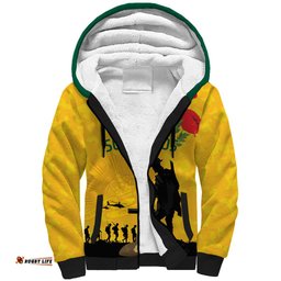 Australia Socceroos Soccer ANZAC Custom Sherpa Hoodie Gallipoli Soldier With Camouflage Art