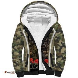 New Zealand and Australia ANZAC Day Sherpa Hoodie Koala and Kiwi Bird Soldier Gallipoli Camouflage Style