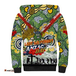 Personalised Raiders ANZAC Day Sherpa Hoodie Aboriginal Rising Sun