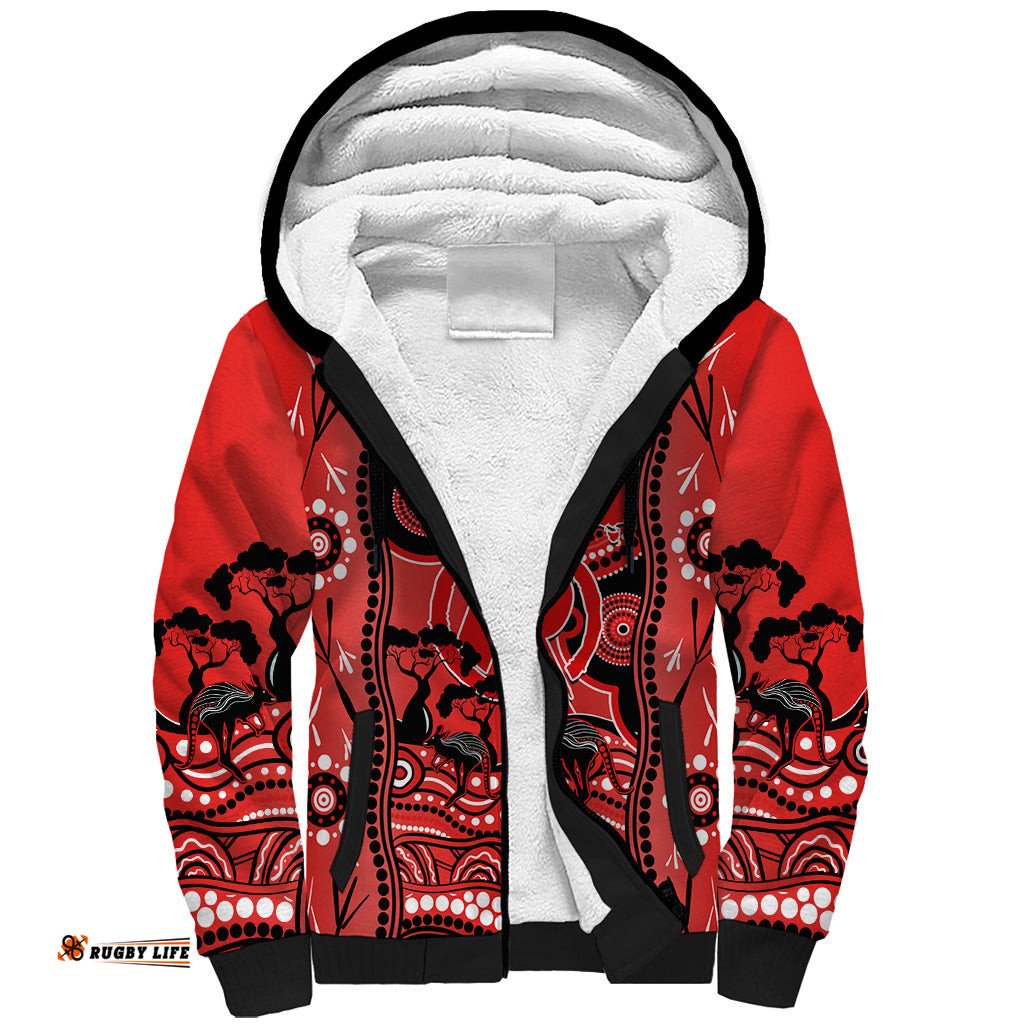 Melbourne Renegades Cricket Sherpa Hoodie Happy Australia Day Aboriginal Art