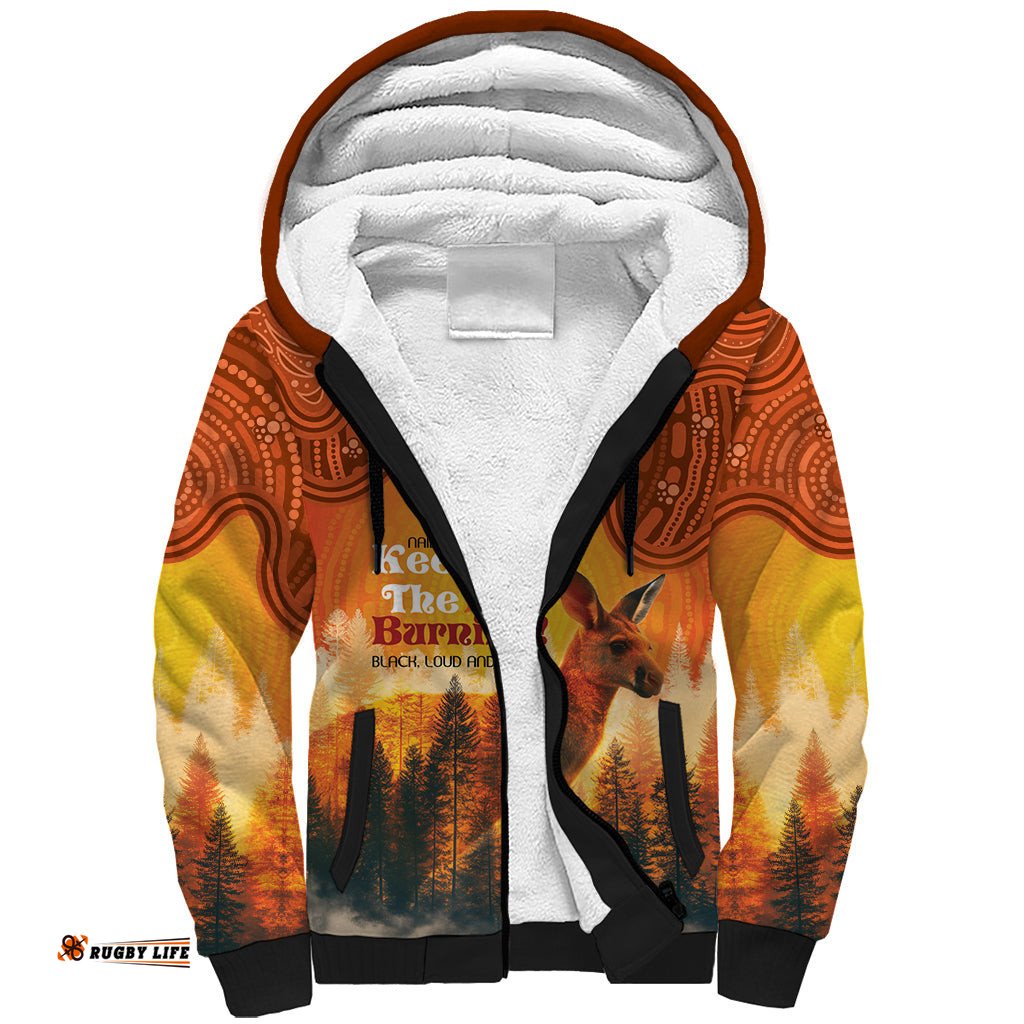 Australian Kangaroo Forests NAIDOC 2024 Sherpa Hoodie Aboriginal Art Style