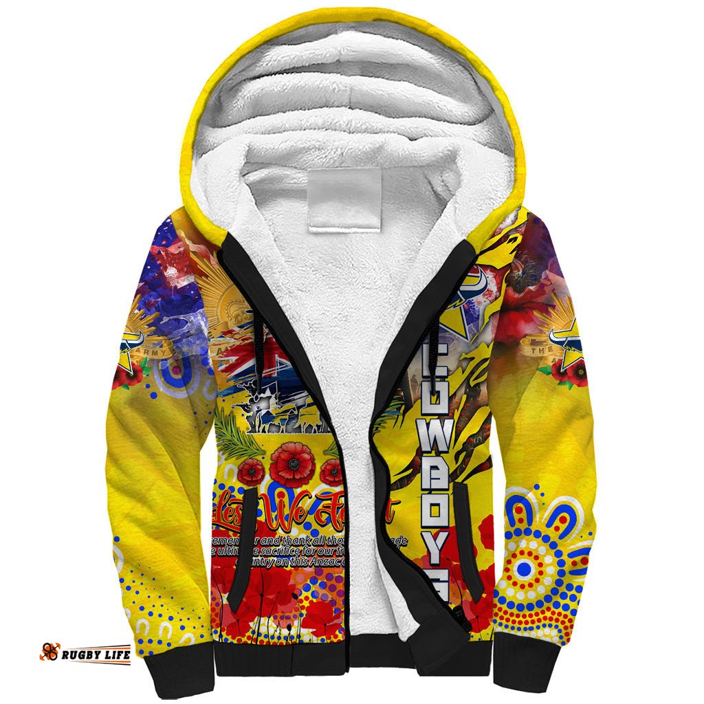 Personalised Australia Rugby Cowboys ANZAC Sherpa Hoodie North Queensland Scratch Style