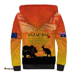 Australia ANZAC Day Sherpa Hoodie Koala and Kangaroo Respect Aboriginal Pattern