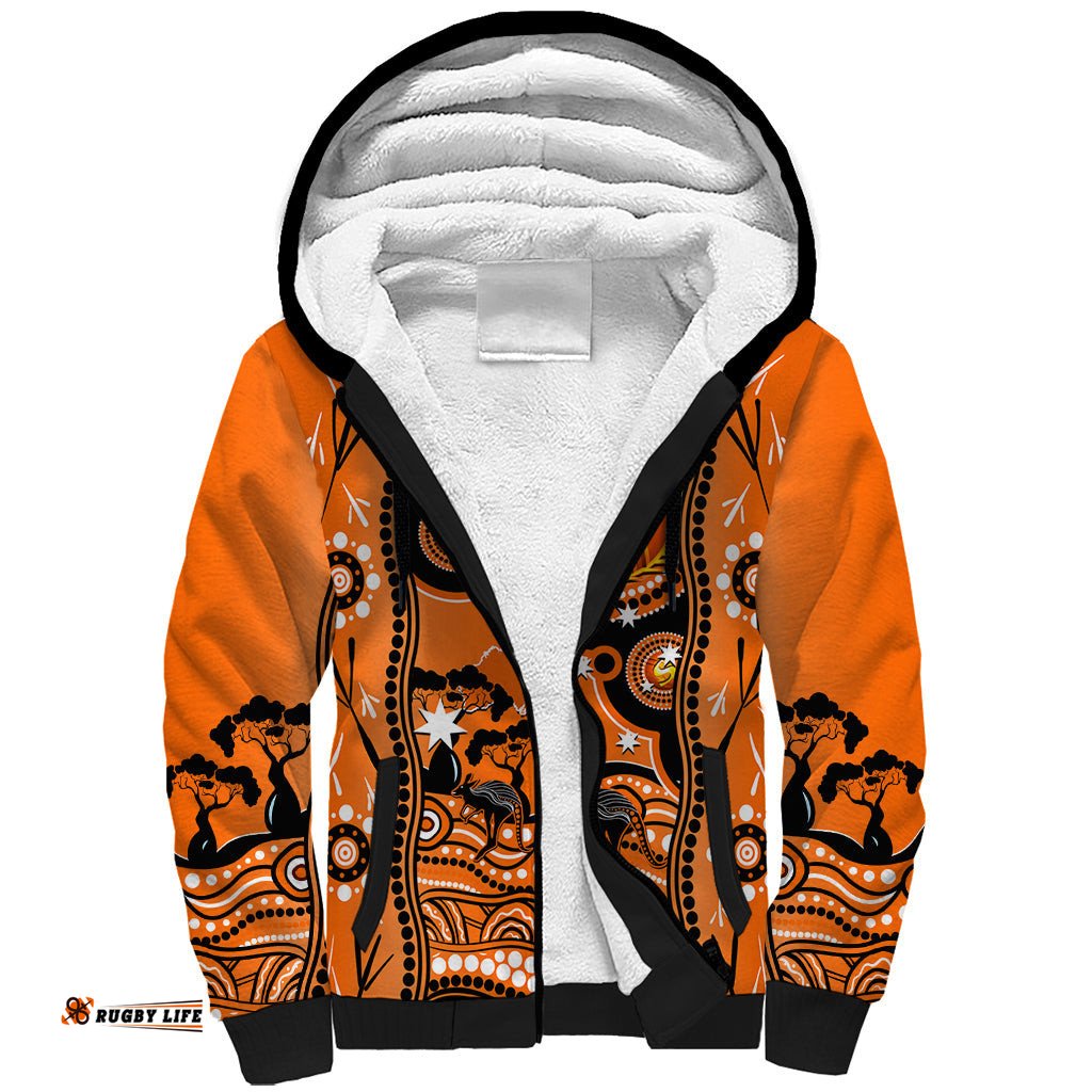 Custom Perth Scorchers Cricket Sherpa Hoodie Happy Australia Day Aboriginal Art