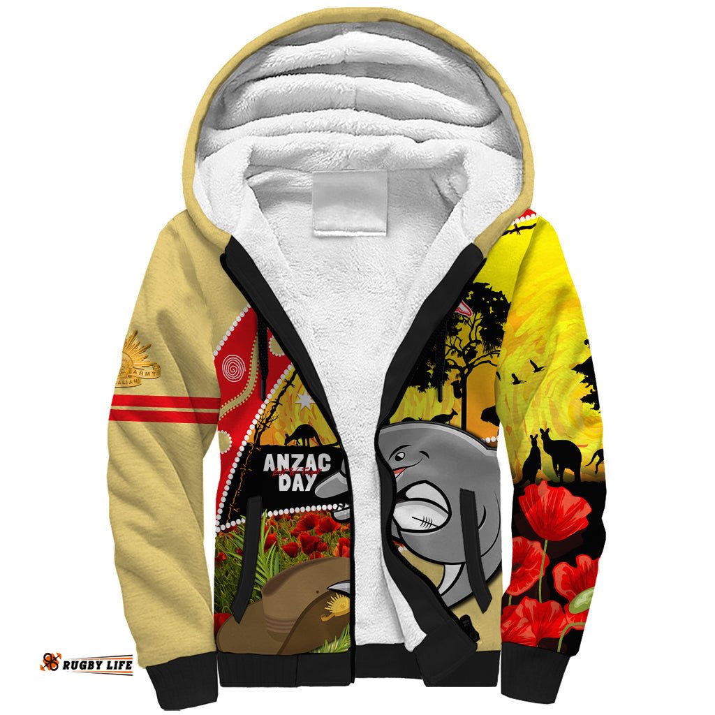 Dolphins ANZAC Day Sherpa Hoodie Rosemary Starring Night Style