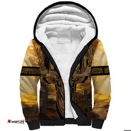 Personalised Deer Hunting Sherpa Hoodie Forest Vibes