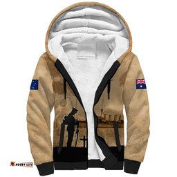 Australia ANZAC Day Sherpa Hoodie HMAS Sydney I Chatham-Class Light Cruiser