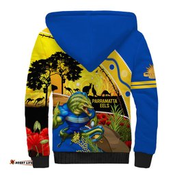Eels Rugby ANZAC Day Sherpa Hoodie Parra Mascot Rosemary Starry Night