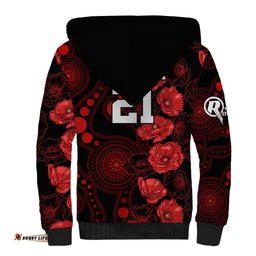Renegades Cricket Never Forget Custom Sherpa Hoodie ANZAC Day with Poppy Aboriginal