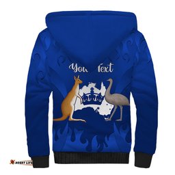 Personalised Australia King Birthday Sherpa Hoodie Australian Map With Crown Blue Version