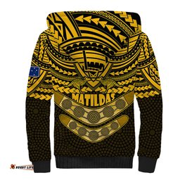 Matildas Soccer Sherpa Hoodie Polynesian and Aboriginal Gold Vibe