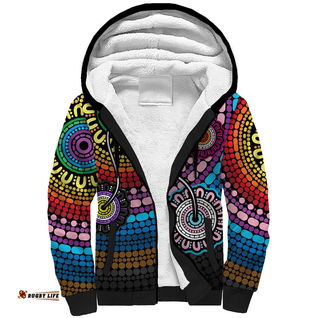 Australia LGBTQ+ History Month Sherpa Hoodie Indigenous Rainbows Pride Be You