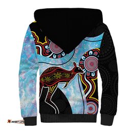 Australia Opal Sherpa Hoodie Aussie Kangaroo Aboriginal Art