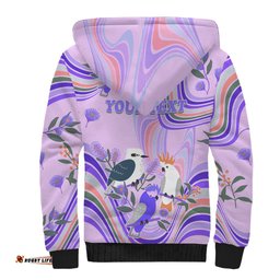 Personalised Australia Hippie Christmas Sherpa Hoodie Cockatoo Kookaburra with Wattle Violet Pastel Color