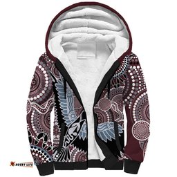 Aboriginal Pattern Bird Sherpa Hoodie TS04