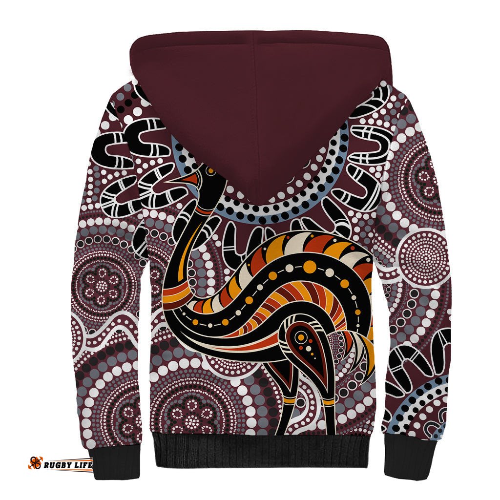 Aboriginal Pattern Bird Sherpa Hoodie TS04
