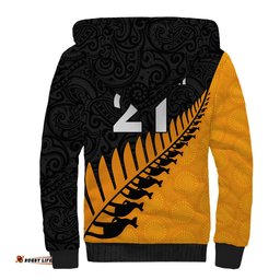 Custom Australia Wallabies and Aotearoa Rugby Sherpa Hoodie Kangaroo Black Fern Maori Gold Vibe
