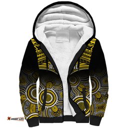 Personalised Richmond Football Sherpa Hoodie Tigers Aboriginal Mix Polynesian Pattern
