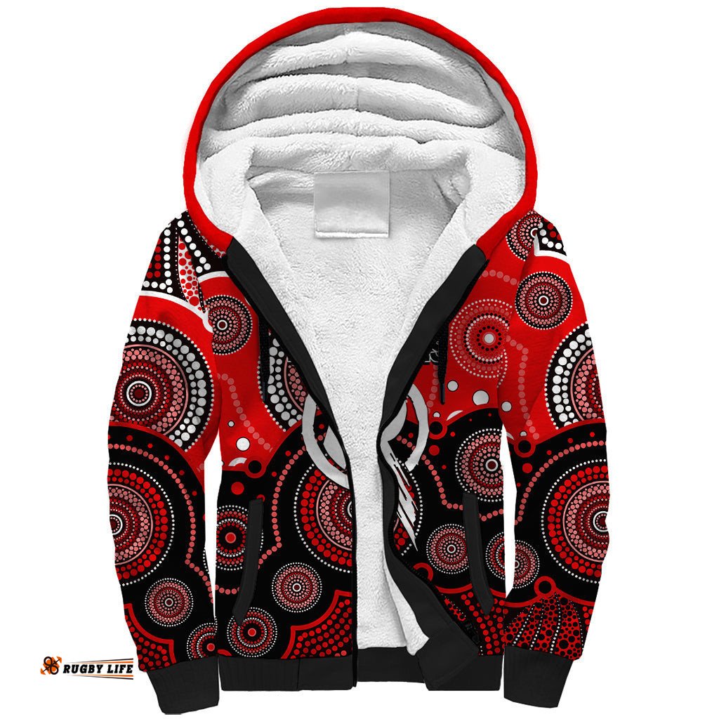 Custom Text And Number Renegades BBL Sherpa Hoodie Aboriginal Patterns