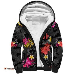 Custom Panthers Rugby Sherpa Hoodie Beautiful Floral Pattern Spring Summer Vibe