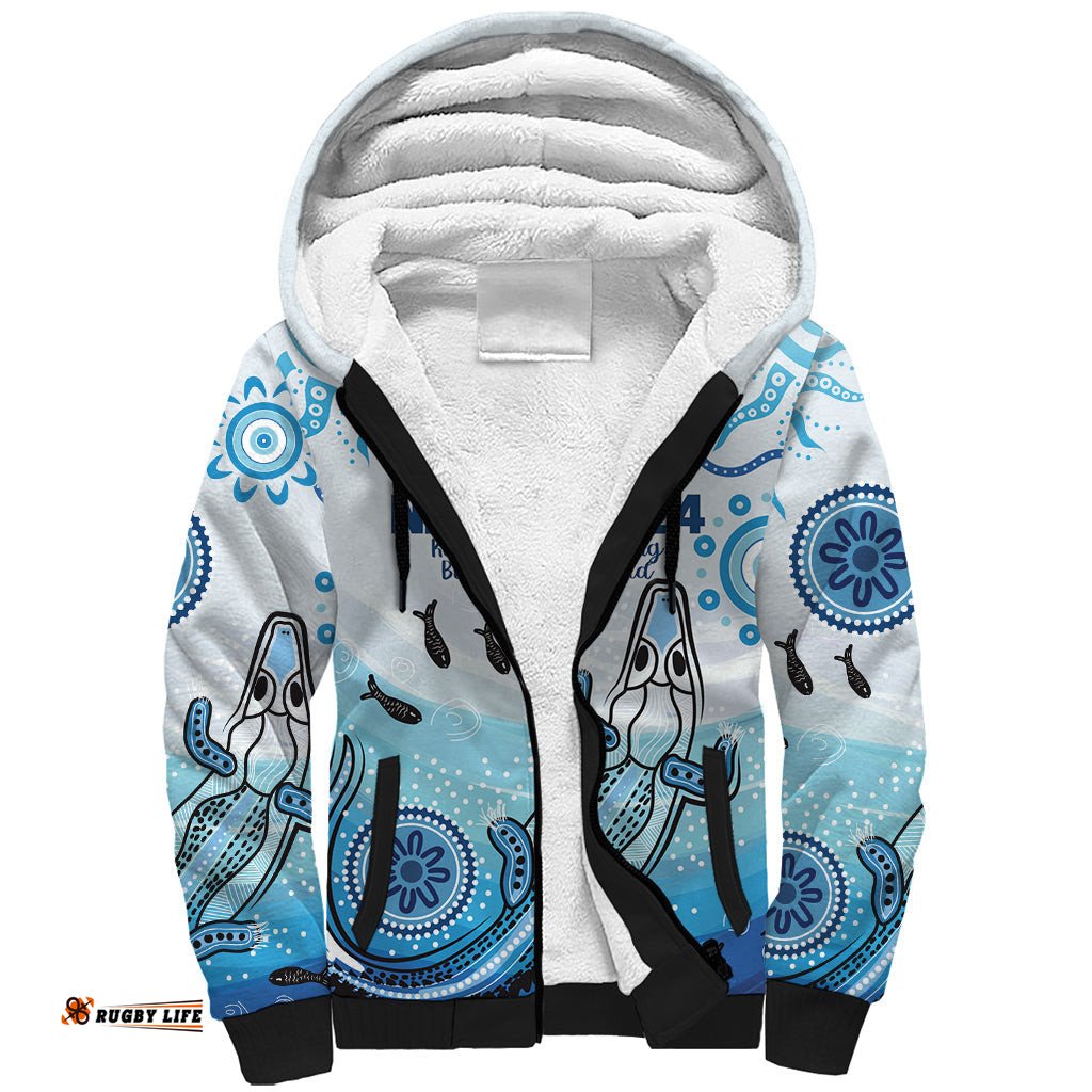 Personalised Keep the Fire Burning NAIDOC 2024 Sherpa Hoodie Aboriginal Dot with Crocodile