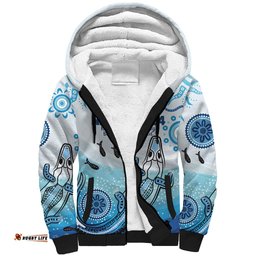 Personalised Keep the Fire Burning NAIDOC 2024 Sherpa Hoodie Aboriginal Dot with Crocodile