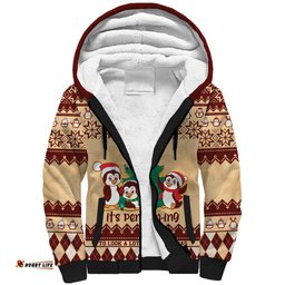 Australia Penguin Christmas Argyle Pattern Personalised Sherpa Hoodie