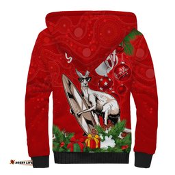 Personalised Kangaroo Lover Sherpa Hoodie Australia Merry Christmas Aboriginal