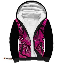 Personalised Australia Breast Cancer Sherpa Hoodie Pink Boxing Ribbon Be Strong And Fight On