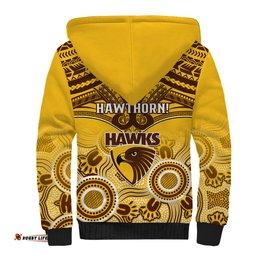 Hawthorn Football Sherpa Hoodie Hawks Aboriginal Mix Polynesian Pattern
