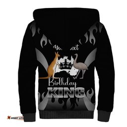 Personalised Australia King Birthday Sherpa Hoodie Australian Map With Crown Black Version