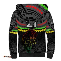 Custom Panthers Rugby Sherpa Hoodie Polynesian and Aboriginal Vibe