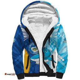NRL Shark Combine Eels Rugby Sherpa Hoodie Sporty Style