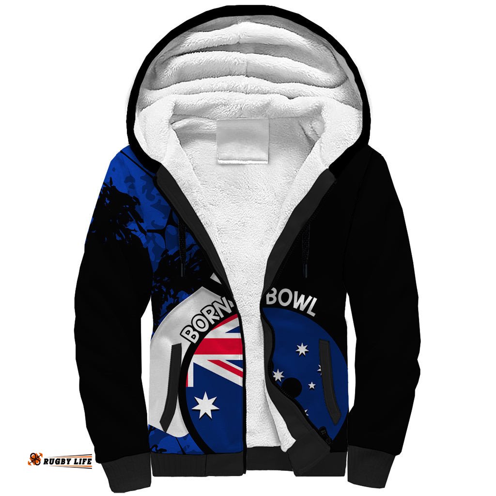 Personalised Australia Bowling Born To Bowl Sherpa Hoodie Grunge Style