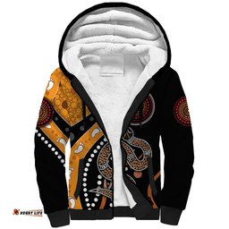Aboriginal Snake Pattern Dot Art Sherpa Hoodie TS04