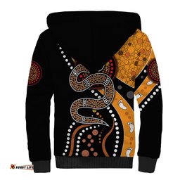 Aboriginal Snake Pattern Dot Art Sherpa Hoodie TS04