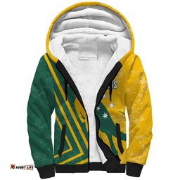 Personalised Australia Soccer Sherpa Hoodie Green & Gold Go Socceroos