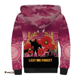 Custom Lions Football ANZAC Sherpa Hoodie Gallipoli Camouflage With Poppies