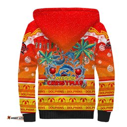 Dolphins Christmas Sherpa Hoodie Merry Xmas NRL Australia Rugby