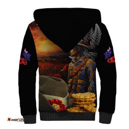 Slouch Hat and Biscuits ANZAC Sherpa Hoodie with Soldier Silver Fern
