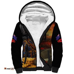 Slouch Hat and Biscuits ANZAC Sherpa Hoodie with Soldier Silver Fern